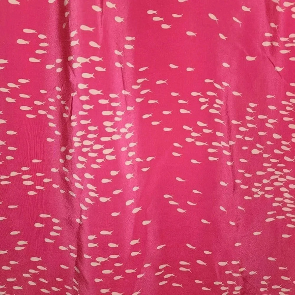 Twelfth Street by Cynthia Vincent Dress Size Small Pink White Fish Patterns Silk - Picture 9 of 10